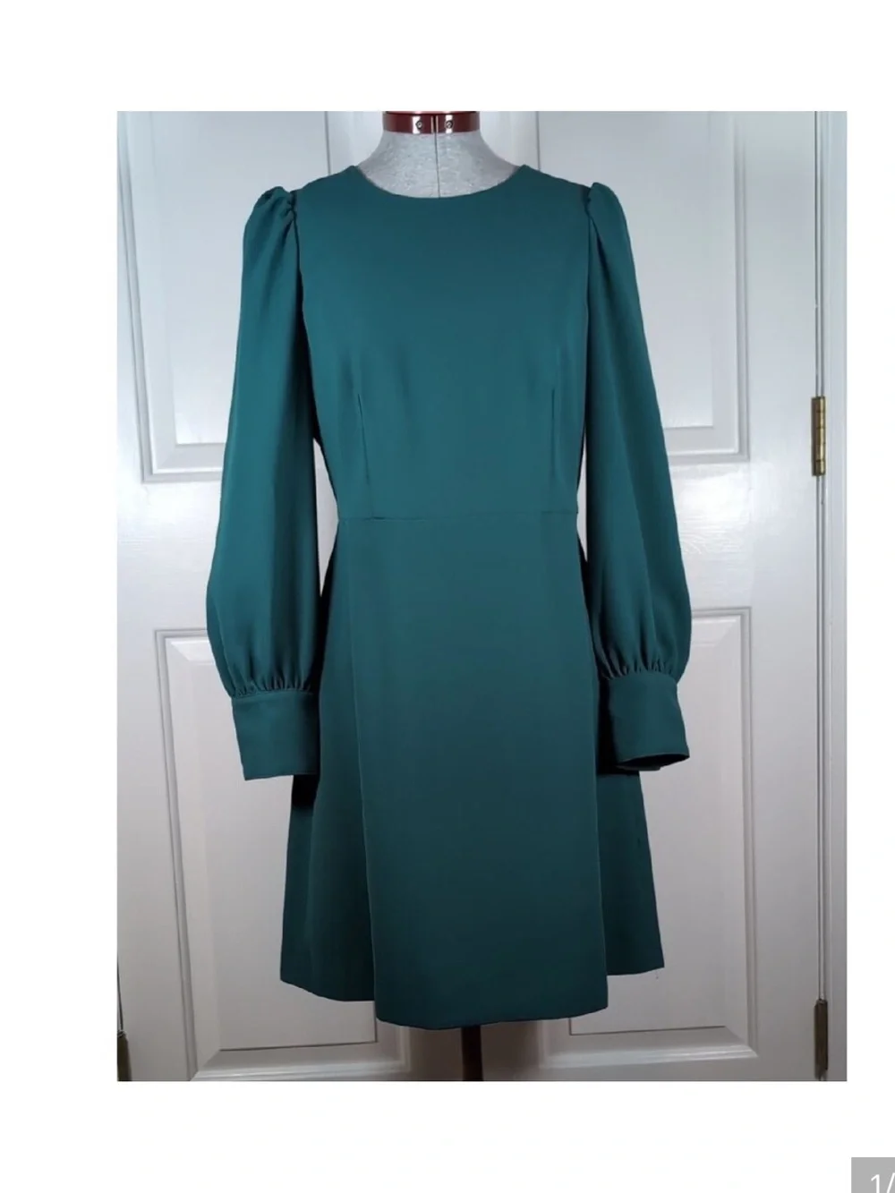 J. Crew sz 4 Tall 4T Spicy Jade Teal Long-Sleeve dress modest classic workwear